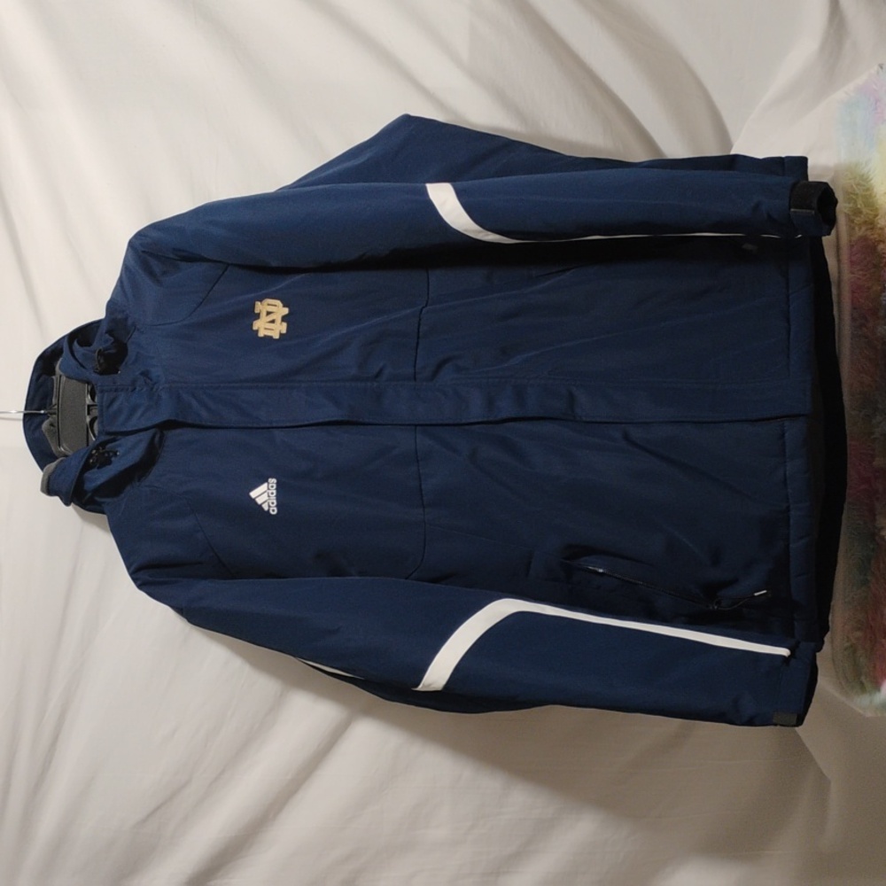 SALE! RARE! NWOT ADIDAS Notre Dame Climaproof Winter Y2K Coat Velcro/Zip Sz.L - Picture 1 of 15